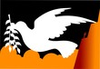 Illustration of two doves with leaf in beak