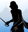 Illustration of a warrior with sword