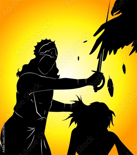 Illustration of a Hindu king in a war Illustration of a Hindu king in a war