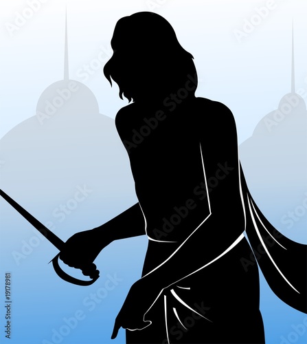 Illustration of a warrior with sword Illustration of a warrior with sword