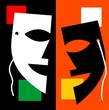 Illustration of mask with colour background