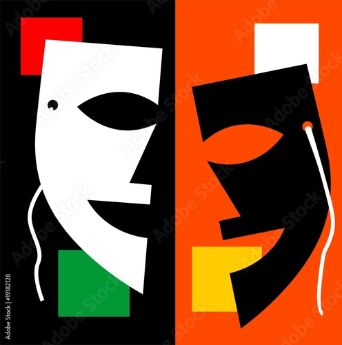 Illustration: Illustration of mask with colour background Illustration of mask with colour background