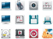 Vector universal square icons on white. Part 8. Computers