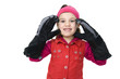 Kind mit zu großen Handschuhe