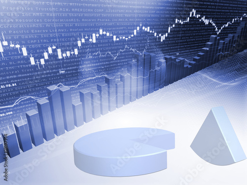 Illustration: Stock Market Graph with Pie Chart Stock Market Graph with Pie Chart