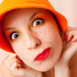 Funny portrait of grimacing woman