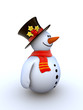 Snowman isolated winter series (fancy snowman on white)