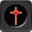 heart and cross black checkered web button