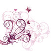 Purple floral corner design element