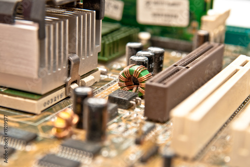 closeup view at part of computer mainboard