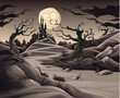 Horror landscape. Cartoon and vector illustration. Horror landscape. Cartoon and vector illustration.