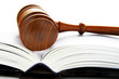 gavel laying on a an open law book