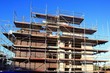 Hochbau Hausbau, Baugerüste, himmelblau, Rohbau Hochbau Hausbau, Baugerüste, himmelblau, Rohbau