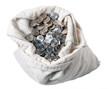 Canvas money bag sprouting crisp metal coins