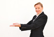 businesswoman palms up