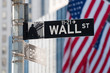 Wall street sign with the USA flag Wall street sign with the USA flag