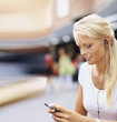 Young pretty girl listening to music