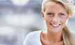 Photo: Closeup of a happy female looking at you Closeup of a happy female looking at you