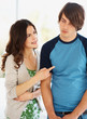 Angry young female scolding boyfriend