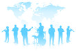 Musical Band on World Background Musical Band on World Background
