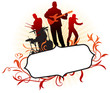 Musical Band on Abstract Tropical Frame Background Musical Band on Abstract Tropical Frame Background