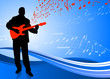 Guitar player on abstract blue background Guitar player on abstract blue background