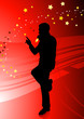 Singer on Red Background Singer on Red Background