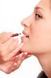 Applying lips contour Applying lips contour