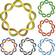 Vector illustration of six complex celtic knots circles