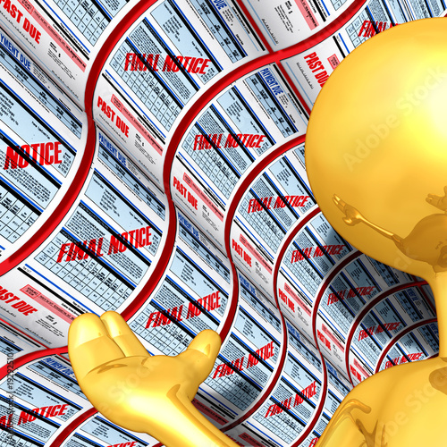 Illustration: Gold Guy With Past Due Bills Gold Guy With Past Due Bills