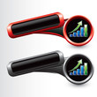 bar graph tilted red and gray banners