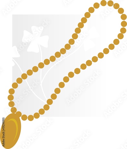 Illustration: Illustration of golden necklace with diamond pendant Illustration of golden necklace with diamond pendant