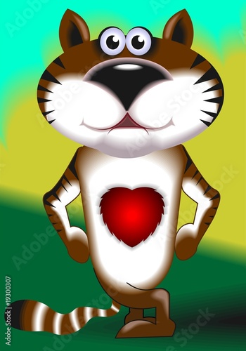 Illustration: Illustration of a cat with love symbol on chest Illustration of a cat with love symbol on chest