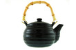 a black ceramic teapot