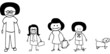 Afro haircut stick figure family