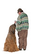 Old man with big dog.