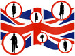 Illustration of businesspeople and flag Illustration of businesspeople and flag