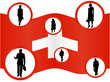Illustration of business people and map Illustration of business people and map