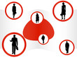Illustration of business people and map Illustration of business people and map