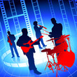 Live Music Band on Film Reel Background Live Music Band on Film Reel Background