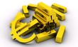 Gold bars and golden euro sign on white background.. Gold bars and golden euro sign on white background..