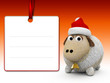 3d character christmas sheep with blank note paper 3d character christmas sheep with blank note paper