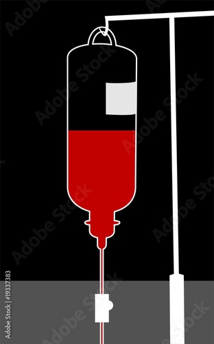 Illustration: Illustration of blood bottle in a stand Illustration of blood bottle in a stand
