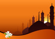 Skyline with minarets, domes of mosques and Jasmine flowers. Skyline with minarets, domes of mosques and Jasmine flowers.