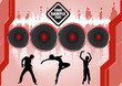 dancers on a speaker music background