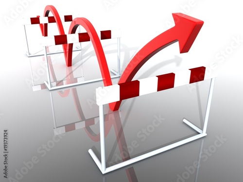 Illustration: Hürde rot Pfeil Erfolg hurdle red arrow success Hürde rot Pfeil Erfolg hurdle red arrow success