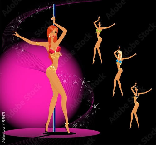 Illustration: young women dancing a striptease young women dancing a striptease