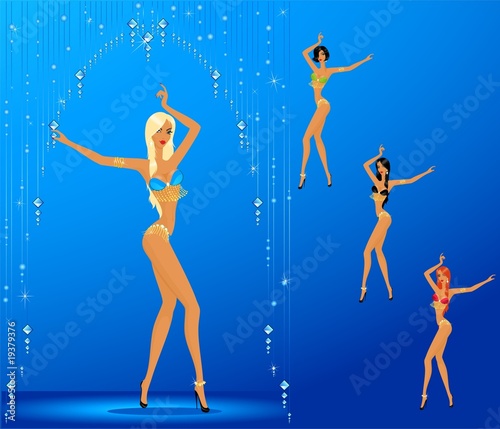 Illustration: young women dancing a striptease young women dancing a striptease