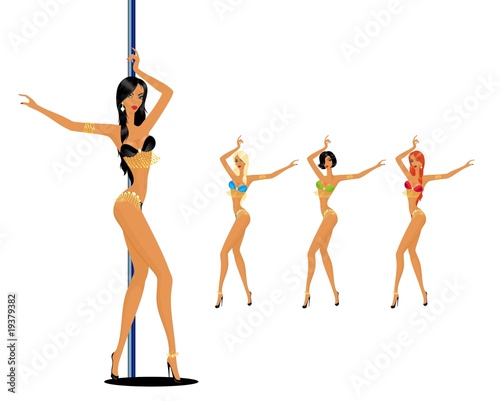 Illustration: young women dancing a striptease young women dancing a striptease