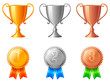 Trophy cups and medals.